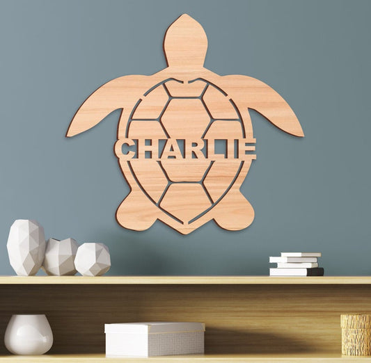 Wooden Turtle Name Sign