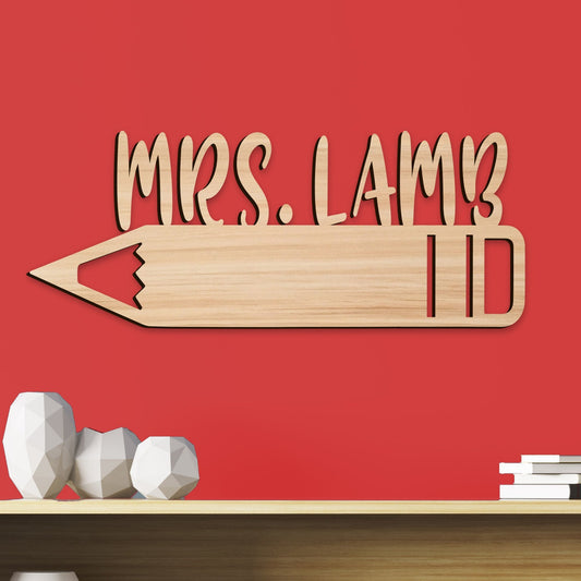 Wooden Pencil Teacher Name Sign