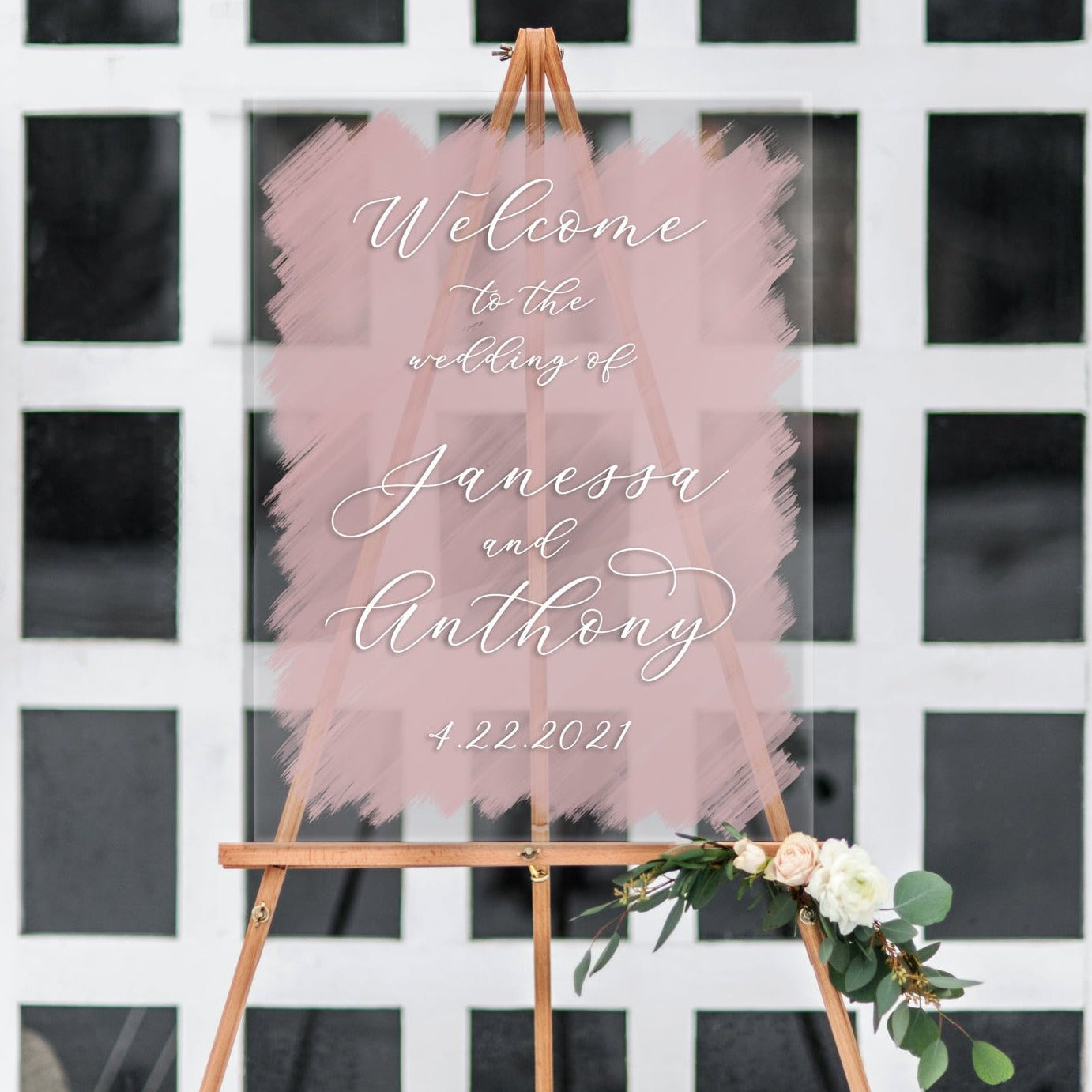Clear Painted Wedding Welcome Sign - Wedding Decor Gifts