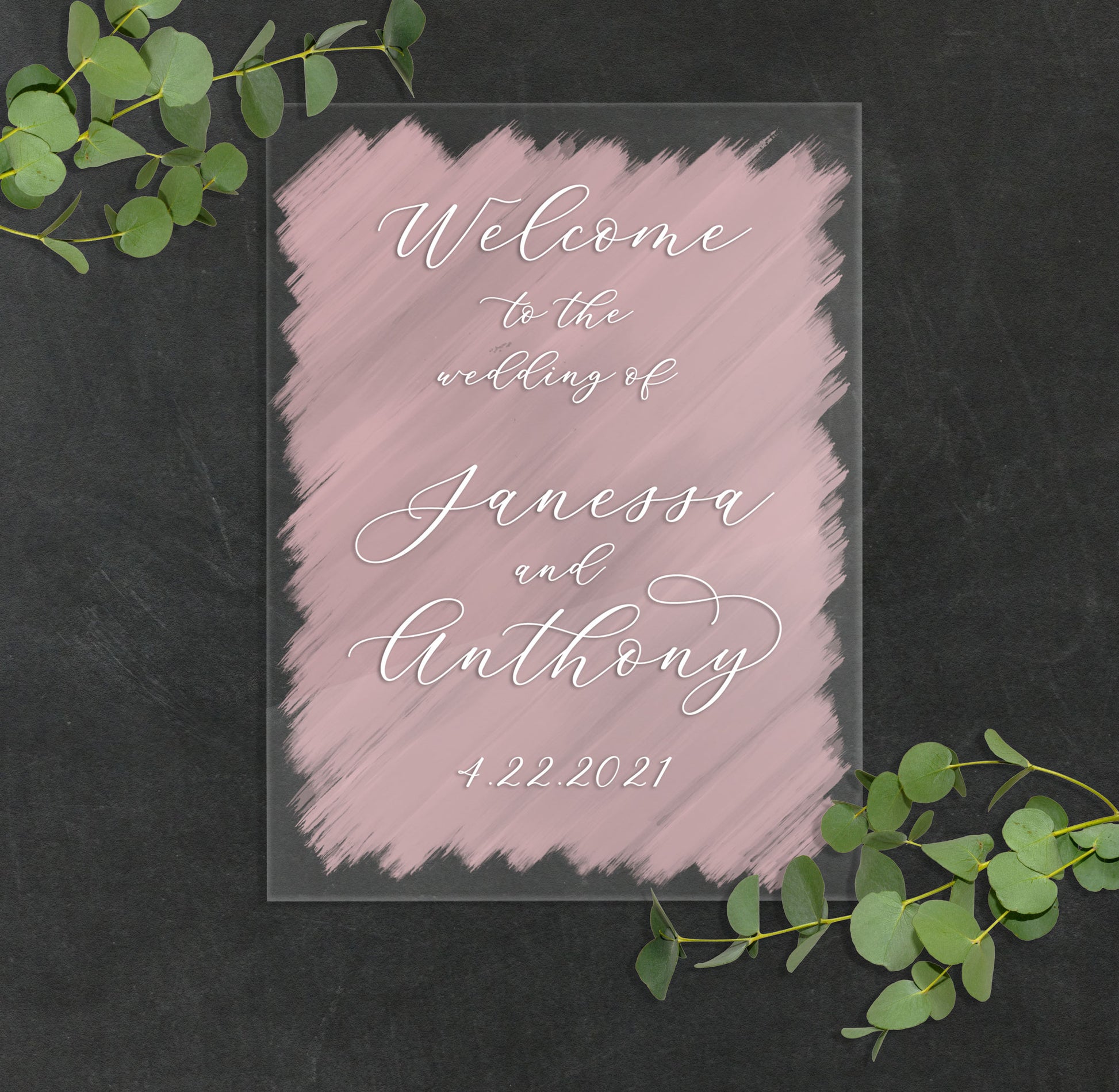 Clear Painted Wedding Welcome Sign - Wedding Decor Gifts