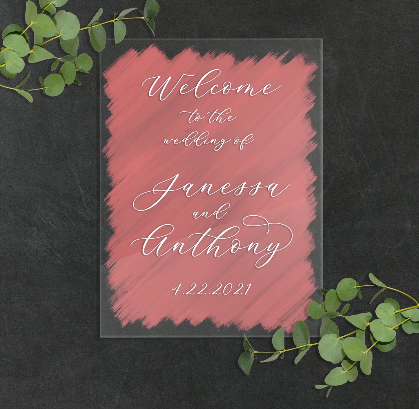 Clear Painted Wedding Welcome Sign - Wedding Decor Gifts