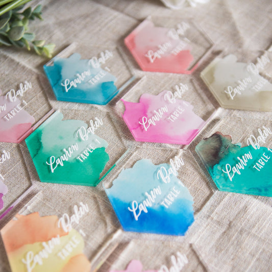 Watercolor Calligraphy Place Cards - Wedding Decor Gifts