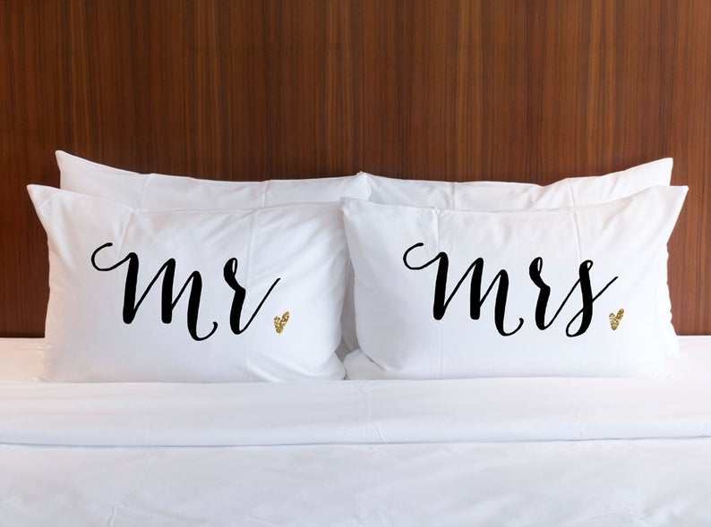 Mr and Mrs Pillow Case Set - Wedding Decor Gifts