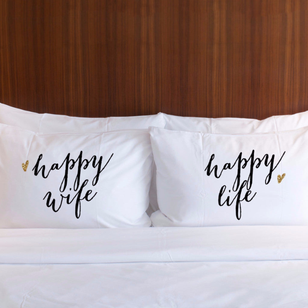 Happy Wife, Happy Life Pillowcases Gift Set