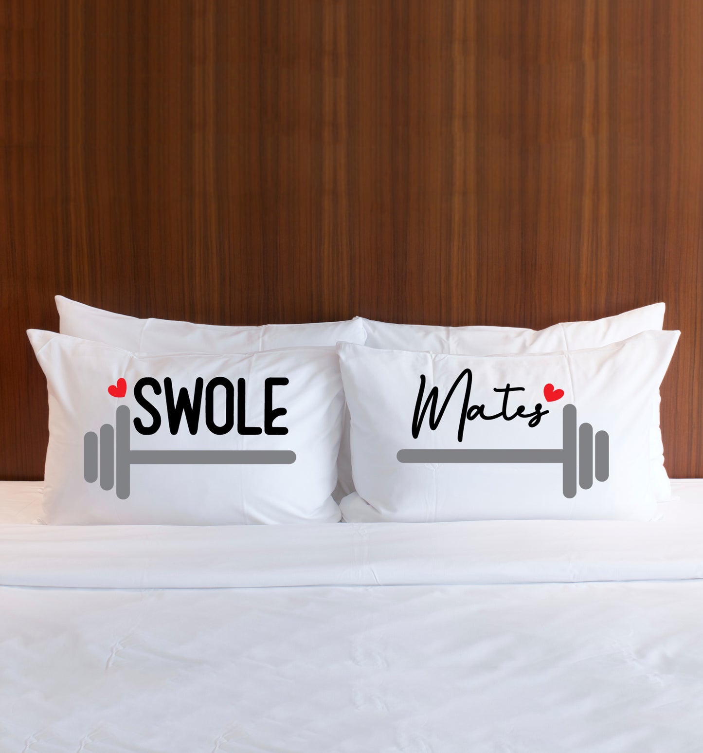 Workout Couple Barbells Swole Mates Pillow Cases - Wedding Decor Gifts