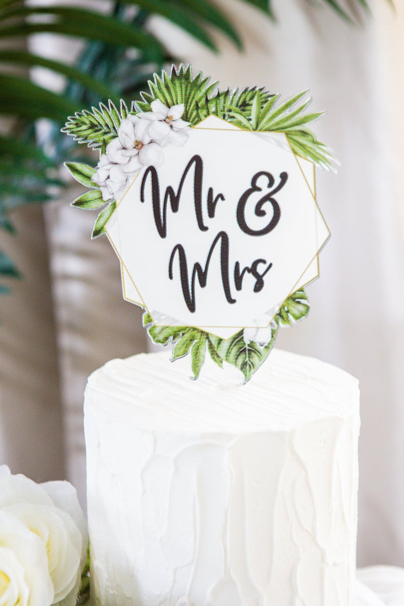 Tropical Wedding Cake Topper Floral Wreath - Wedding Decor Gifts