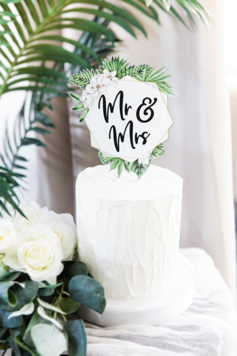 Tropical Wedding Cake Topper Floral Wreath - Wedding Decor Gifts