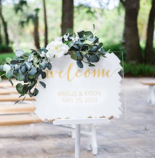 Painted Background Wedding Welcome Sign - Wedding Decor Gifts