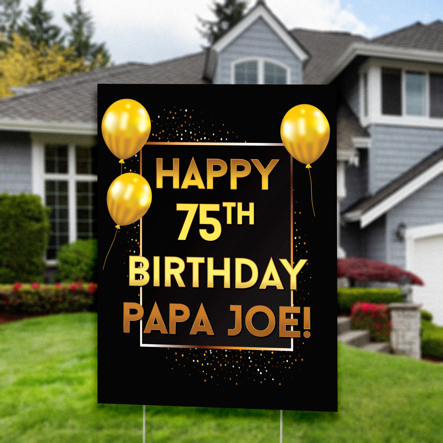 Gold Balloon Birthday Yard Sign