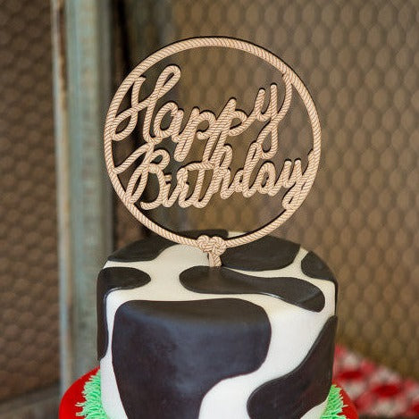 Western "Happy Birthday" Cake Topper - Wedding Decor Gifts