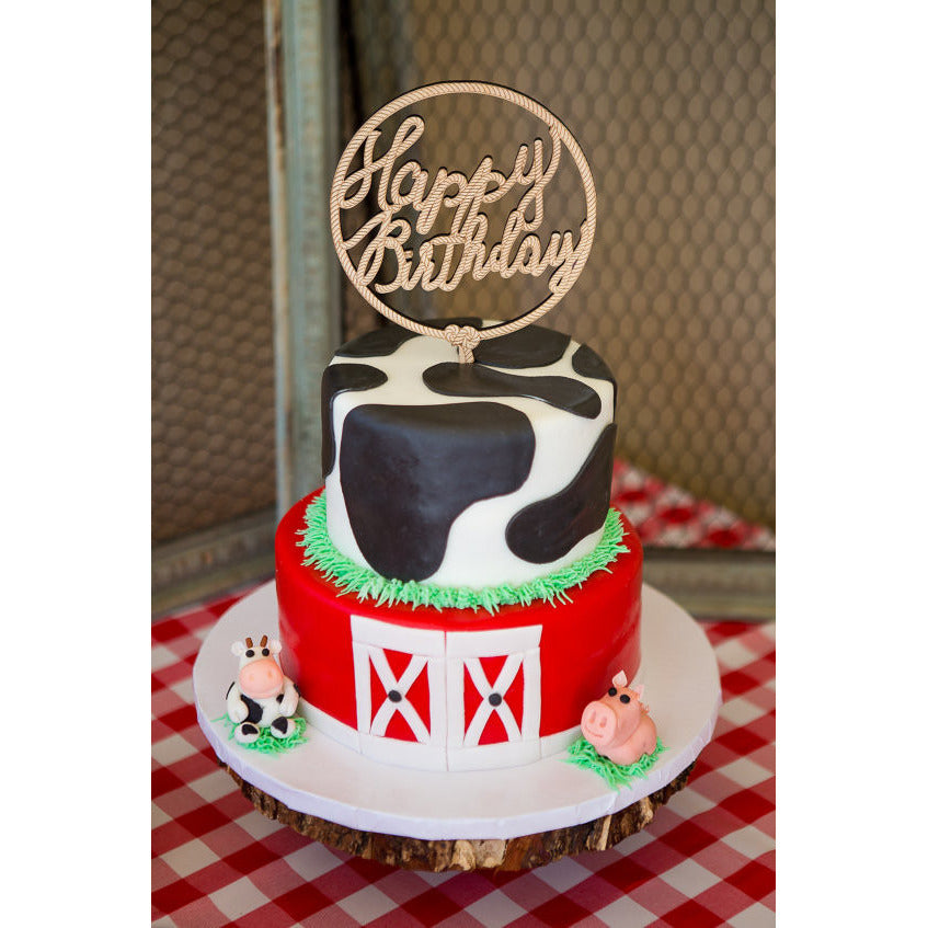 Western "Happy Birthday" Cake Topper - Wedding Decor Gifts