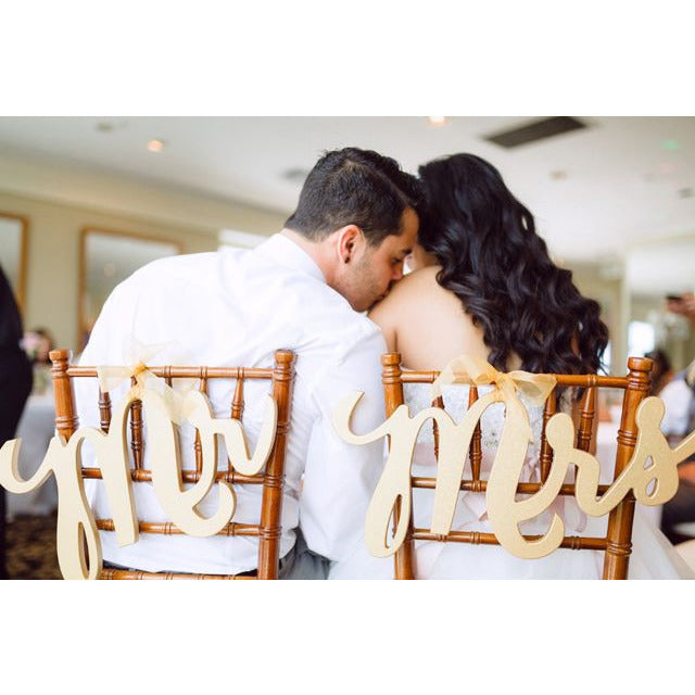 Mr & Mrs Chair Signs Calligraphy Style - Wedding Decor Gifts