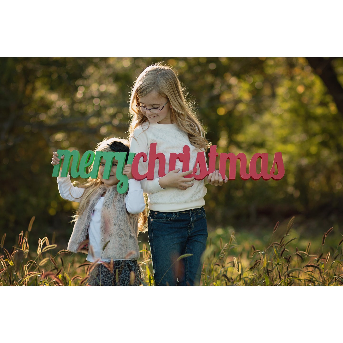 Merry Christmas Holiday Card Portrait Photo Prop - Wedding Decor Gifts