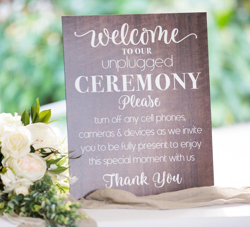 Unplugged Ceremony Sign - Wedding Decor Gifts